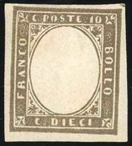 1861 - 10 cent. grigio olivastro scuro, ... 