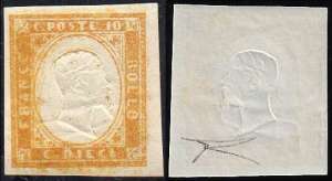 1863 - 10 cent. bistro, varietà gommato al ... 