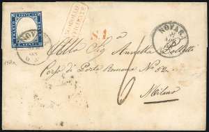 1858 - 20 cent. azzurro oltremare scuro ... 