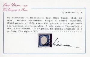 1860 - 20 cent. azzurro ... 