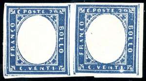 1860 - 20 cent. azzurro grigio, effigie ... 