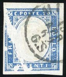 1861 - 20 cent. azzurro grigiastro, bella ed ... 