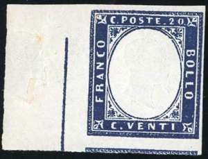 1862 - 20 cent. indaco, effigie impressa ... 