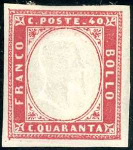 1860 - 40 cent. carminio (16Ca), gomma ... 