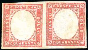 1862 - 40 cent. rosa carminio, coppia ... 