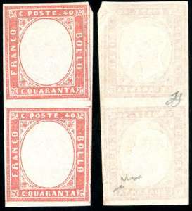 1863 - 40 cent. rosa vermiglio (16F), coppia ... 