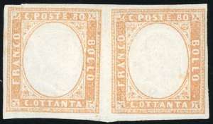 1858 - 80 cent. bistro arancio (17), coppia ... 