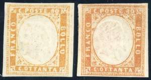 1858 - 80 cent., un esemplare bistro ... 