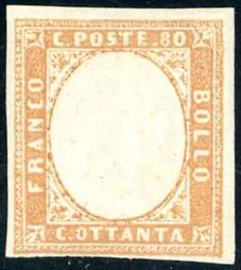 1858 - 80 cent. bistro arancio (17), gomma ... 