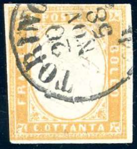 1858 - 80 cent. ocra arancio (17b), ... 