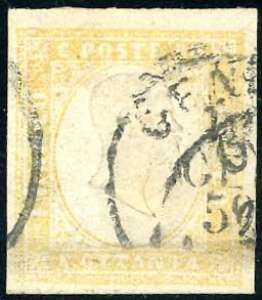 1859 - 80 cent. giallo ocra pallido (17A), ... 