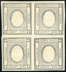 1861 - 1 cent. per stampati , errore di ... 