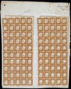 1863 - 10 cent. bistro scuro (14Eb), prova ... 