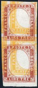 1861 - 3 lire rame (18A), prova di macchina ... 