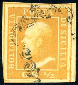 1859 - 1/2 grano arancio, I tavola, carta di ... 