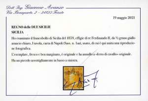 1859 - 1/2 grano giallo arancio ... 