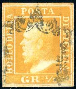 1859 - 1/2 grano giallo arancio chiaro, I ... 