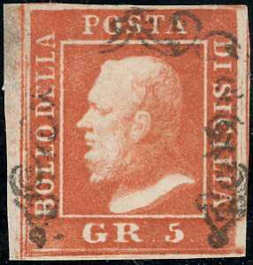 1859 - 5 grana vermiglio, II tavola (11), ... 