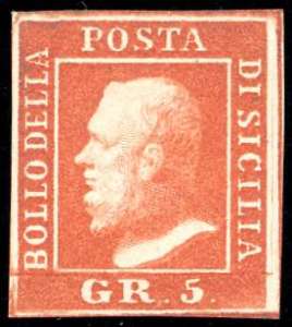 1859 - 5 grana vermiglio vivo, II tavola ... 