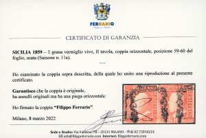 1859 - 5 grana vermiglio vivo, II ... 