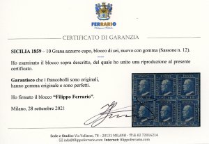 1859 - 10 grana azzurro cupo (12), ... 