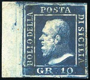 1859 - 10 grana azzurro cupo (12), pos. 51, ... 
