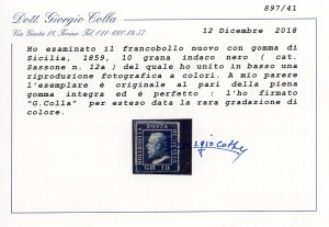 1859 - 10 grana indaco nero (12a), ... 