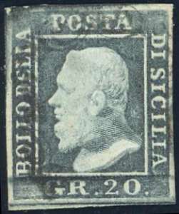 1859 - 20 grana grigio ardesia (13), usato, ... 