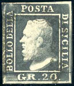 1859 - 20 grana grigio ardesia (13), usato, ... 