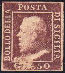 1859 - 50 grana lacca bruno, importante ... 