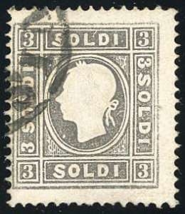 1859 - 3 soldi nero grigio, II tipo (29b), ... 