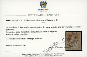 1851 - 1 soldo ocra su grigio (2), ... 