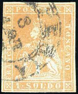 1851 - 1 soldo ocra su grigio (2), usato, ... 