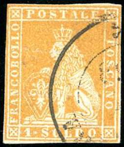 1851 - 1 soldo ocra su grigio (2), usato, ... 