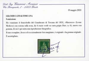 1851 - 4 crazie verde su grigio ... 