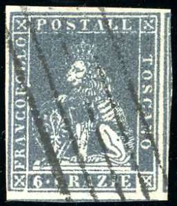 1851 - 6 crazie grigio scuro su ... 