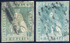 1857 - 2 crazie azzurro, II emissione (13), ... 