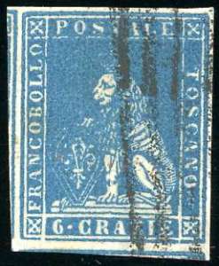 1857 - 6 crazie azzurro (15), ... 