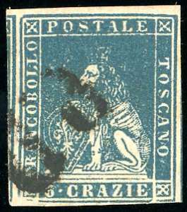 1857 - 6 crazie azzurro, II emissione, ... 