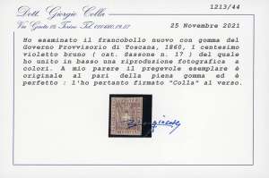 1860 - 1 cent. violetto bruno ... 