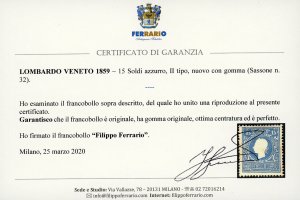 1859 - 15 soldi azzurro, II tipo ... 