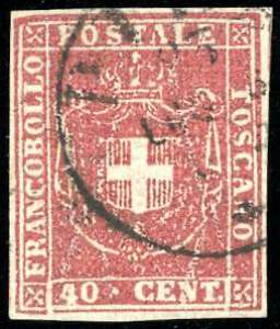 1860 - 40 cent. carminio (21), usato, ... 