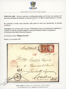 1862 - 80 cent. carnicino (22), in ... 