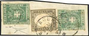 1861 - 5 cent. verde, due esemplari (18), in ... 
