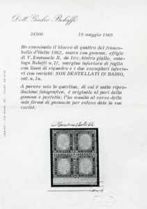 1862 - 10 cent. bistro giallastro, ... 