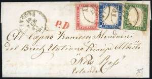 1863 - 5 cent. IV emissione di Sardegna ... 