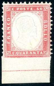 1862 - 40 cent. rosso carminio, non ... 