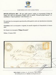 1863 - 80 cent. giallo arancio ... 