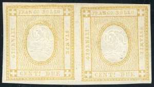 1862 - 2 cent. bistro, coppia orizzontale, ... 