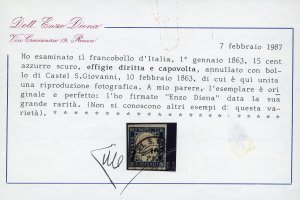 1863 - 15 cent. azzurro scuro, ... 